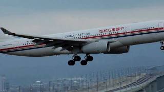 China Eastern Airlines Airbus A330200 B6099 landing at KIX OsakaKansai Airport [upl. by Ahsikram]