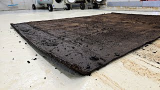 Restoring a carpet used as an entrance matt on construction site ASMR carpet cleaning [upl. by Easter917]