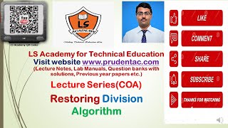 AKTU EXAM  COA KCS302 Restoring Division method for Unsigned Numbers Restoring division [upl. by Pena]