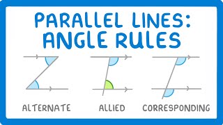 GCSE Maths  Alternate Corresponding and Allied Angles  Parallel Lines Angle Rules 117 [upl. by Aneekal145]