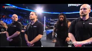 Roman Reings vs Seth Rollins and KaneRandy Orton attack Seth Rollins Smackdown 03192015 [upl. by Ydissak]