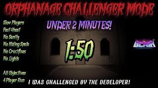 ROBLOX Blair  The FASTEST Orphanage CHALLENGER MODE Speedrun  Challenged By The Developer [upl. by Alisan]