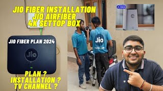 Jio fiber installation  4k settop box  latest plan 2024  price  airfiber  speed  tv channels [upl. by Ahcatan]