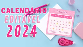 Faça Seu Calendário 2024 Editável no CANVA [upl. by Neerbas]