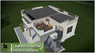 Small House Plan Visualization  2 Bedrooms  Roof Deck  100Sqm [upl. by Ynetruoc941]