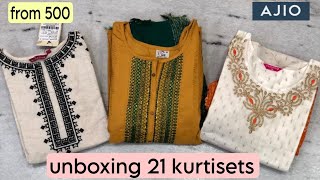 💕Ajio unboxing 21 kurtisetskurtisets for all occasions💕AjioAjio kurtisets haulAjio haul💕 [upl. by Romilly115]