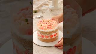 Peach Sweetheart cakeSimple and easy cake recipe How to make cake at homeBake amp celebrate [upl. by Aihseyk]