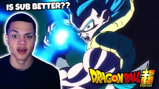 GOGETA VS BROLY  DBS Broly Full Fight REACTION Sub Vs Dub Comparison [upl. by Jezabel240]