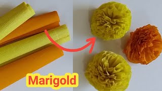 DIY Crepe Paper Marigold Flower 🌸 Crepe Paper Craft Idea  Decoration [upl. by Marabel]