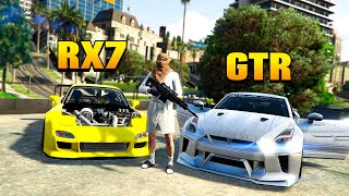 Arrancones con RX7 VS GTR R35 de ORO Blanco en GTA RP [upl. by Notsecnirp]