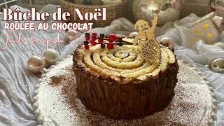 Gâteau de Noël  Bûche rondin de bois  Roulé au chocolat très léger [upl. by Grunberg]