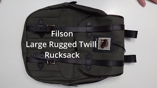 UNBOXINGTRAVEL GEAR Filson Large Twill Rucksack [upl. by Drucie]