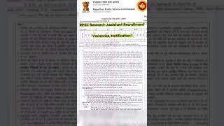 RPSC research assistant recruitment 2024 rpsc [upl. by Giliana]