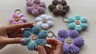 FLOR LLAVERO A CROCHET  LOS QUERRÁS EN TODOS LOS COLORES [upl. by Ecinnej446]