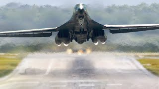 Monstrously Powerful US B1 Bomber Takes Off at Full Afterburner [upl. by Hijoung]