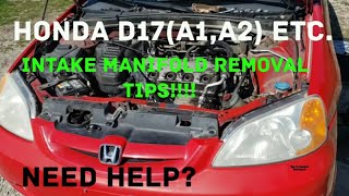 Honda D17 A1 A2 0105 Intake Manifold Removal Tips Coolant Leak Location Fix [upl. by Klute]