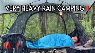 ⚡️VERY HEAVY RAIN CAMPING WITH THUNDERSTORM‼️HEAVY RAIN IN FLOATING TENT amp TRANSPARENT PLASTIC TARP [upl. by Eenimod]