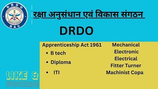 DRDO Apprenticeship Notification 2024 ITI Diploma Apprentice Application 2024 [upl. by Lionello]