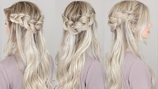 HalfUp Dutch Crown Braid Hairstyle  SIMPLE amp EASY [upl. by Satsoc]