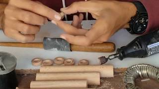 Making a wood rings with basic tools quotstep 2quot very easy [upl. by Friedrich518]