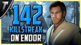 Star Wars Battlefront 2 ObiWan Kenobi 142 Killstreak Endor [upl. by Atinar]