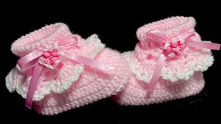 SON PRECIOSOS 🤩 Zapatitos Escarpines Botitas para bebe a crochet SUPER FACIL PATRON DE GANCHILLO [upl. by Lebbie]