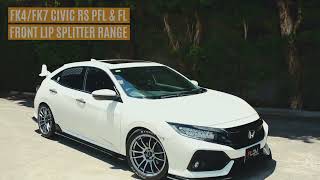 FK4FK7 Civic RS Hatch Front Lip Splitter Range [upl. by Simetra]