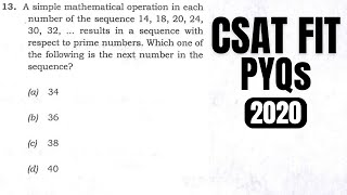 CSAT PYQ2020 A simple mathematical operation in each number of the sequence 141820243032… [upl. by Atnoed818]