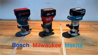 Bosch GKF 18v8 vs Milwaukee M18 FTR8 vs Makita DRT 50 welche Kantenfräse lohnt sich [upl. by Ialocin]