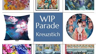 Flosstube WIP Parade 🪡 Meine Angefangen Stickprojejte [upl. by Ahsenra]