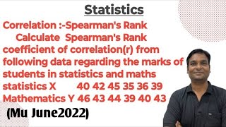 Correlation Spearmans Rank Example2 Calculate Spearmans Rank coefficient of correlationr [upl. by Neirbo]