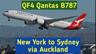 QF4 Qantas B787 New York to Sydney via Auckland qantasairways b777300er sydneyairport jfkairport [upl. by Enelehcim]