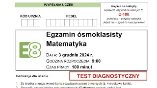 egzamin ósmoklasisty matematyka CKE 3 grudnia 2024 [upl. by Nepean909]