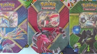 Schillerndes Kalos Xerneas EX Yveltal EX und Zygarde EX Tin Boxen Unboxing [upl. by Idnas]