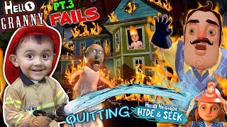 HELLO NEIGHBOR ON FIRE Saved by Fireman Shawn FGTEEV Part 3s of Hello Granny amp Hide amp Seek [upl. by Ylrehs]