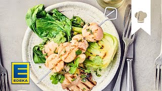 Jakobsmuscheln grillen  Rezept für gegrillte Meeresfrüchte mit Pak Choi amp Austernpilzen  EDEKA [upl. by Lubbock77]