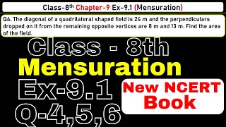 Class8 Ex91 Q456 Mensuration Chapter9 Math New CBSE NCERT Book 202324 [upl. by Malvie]