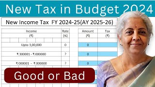 New Income tax slab rates FY 202425AY 202526 in Budget 2024 of Modi Govt  FM Nirmala Sitharaman [upl. by Rad]