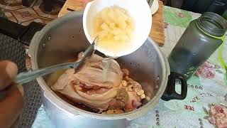 pork Adobong Pata na may pineapple juice [upl. by Etnahsal]