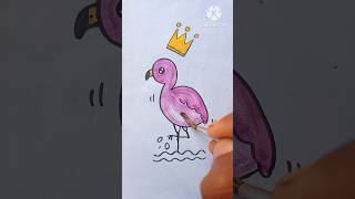 Flamingo Bird Easy for kids How to Draw flamingo bird drawing for kids video shorts youtubeshorts [upl. by Irodim]