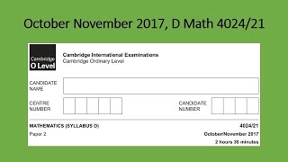 October November 2017 D Math 4024 21 Solution by Ferhan Mazher [upl. by Neimad568]