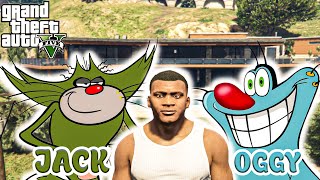 OGGY AND JACK CAME TO FRANKLINS HOUSE  OGGY AND JACK SPECIAL GAMEPLAY GTA5 [upl. by Ecirpak]