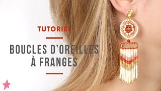 TUTORIEL  Boucles dOreilles à Franges en Perles de Rocailles et Jaspe rouge [upl. by Anaillil]