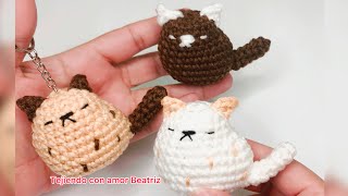 Aprende a tejer un adorable GATITO Dormilón amigurumi llavero Paso a Paso [upl. by Enrak]