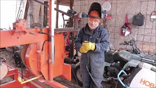 Cutting Grinding And Welding Modifying The Drive System On Our Homemade Sawmill Part One [upl. by Lona]