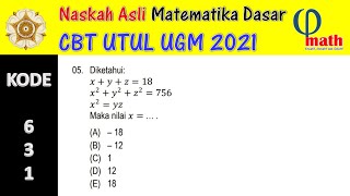 05 Matematika Dasar CBT UTUL UGM 2021 Sistem Persamaan [upl. by Anna-Maria]