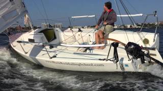 J80 Solo Sailing amp Gybing  Boston Harbor [upl. by Nhguav]