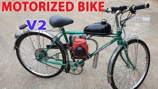 Build a Motorized Bike at home  v2  Using 4Stroke 49cc Engine  Tutorial [upl. by Yenolem]