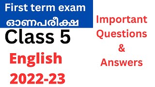 CLASS 5 ENGLISH ONAM EXAM QUESTION PAPER WITH ANSWERS 2024  STD 5 ENGLISH QUESTION PAPER ANSWERS [upl. by Inman]