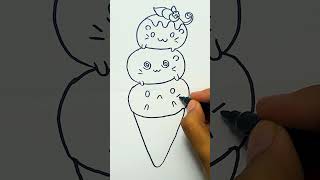 How to Draw Triple Scoop Ice Cream shorts icecream [upl. by Devaney]